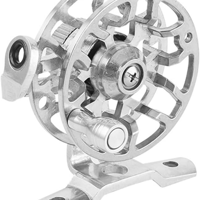 Winter Fishing Reel All Metal 1.76oz(50g) Lightweight 2.1inch(53mm) Upgrade Base Right Hand Mini Fly Wheel for Trout Pike Ice Fishing Tackle