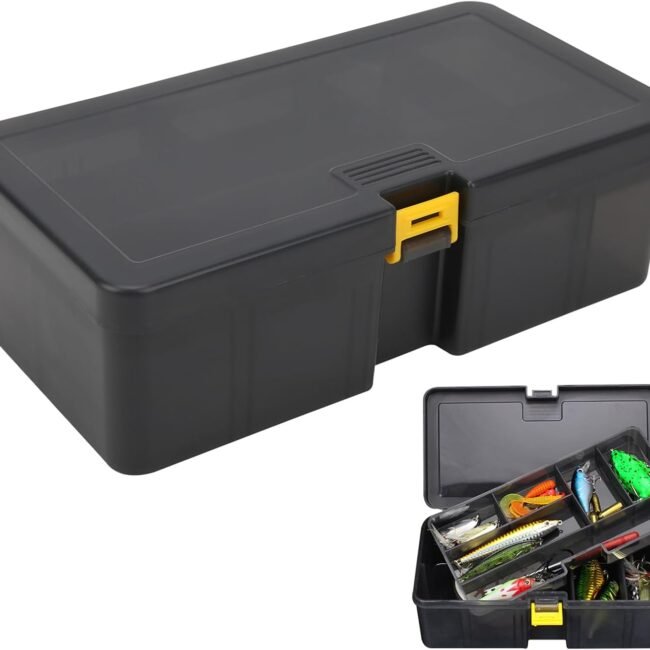 Large Capacity Plastic Lure Case,Double Layer Lure Box,Fishing Tackle Box with Detachable Compartment,Multifunctional Storage Case for Storing Tackle Accessories