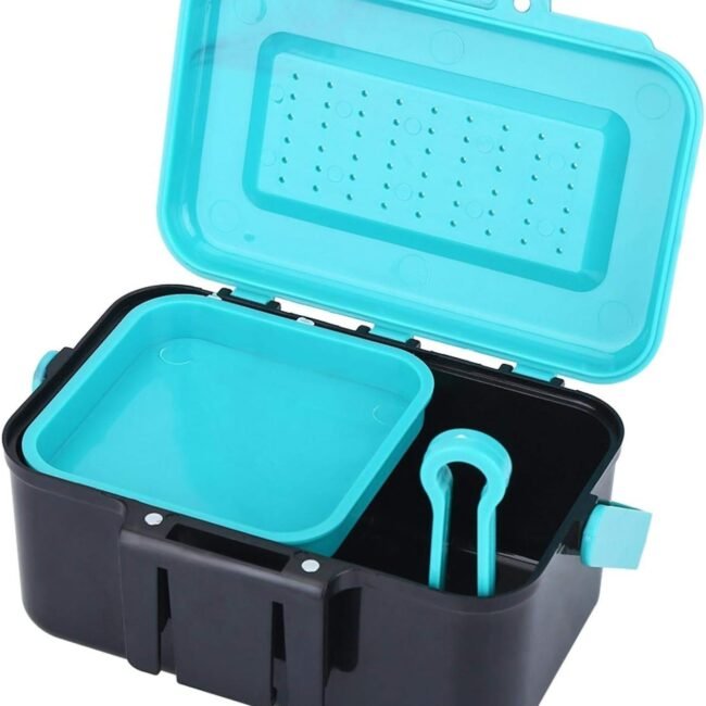Fishing Tackle Box, Lure Storage Case Fishing Bait Case Hook Bait FishingTackle Accessory Storage Box with Interlayer & Tweezers