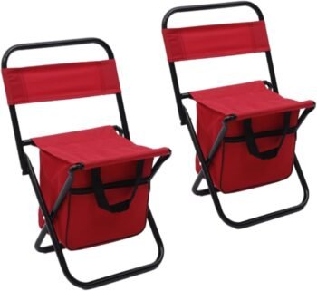 2 Pcs Fishing Chair with Storage Bag Portable Foldable Camping Chair Compact Fishing Stool Hunting Chair Outdoor Backrest Stool for Camping Hunting Fishing Hiking