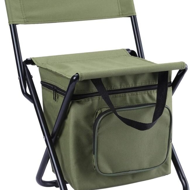 Fishing Chair with Cooler Bag Compact Fishing Stool Foldable Camping Chair
