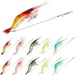10 Saltwater Fishing Lures Shrimp Baits Set, Premium Soft Shrimp Fishing Tackle with Luminous Sharp Hooks, for Freshwater and Saltwater -