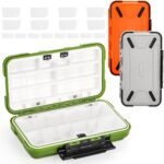 3 Packs Fishing Lure Box, Fishing Tackle Box, Fishing Tackle Storage Trays, Bait Storage Case, Accessory Boxes, Thicker Plastic, Waterproof and Airtight(Orange, Green, Grey)