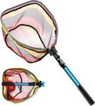 Floating Fishing Net Collapsible Fishing Nets for Fish Fishing Landing Net with Telescopic Pole Rubber Coated Landing Net for Freshwater Saltwater Foldable Release Salmon Catfish Bass Trout