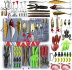 Fishing Lures Kit Set, Baits Tackle Including ,  Lures, Spinnerbaits, Wo, Jigs, Hooks, Tackle Box and More Fishing Gear Lures for Bass Trout
